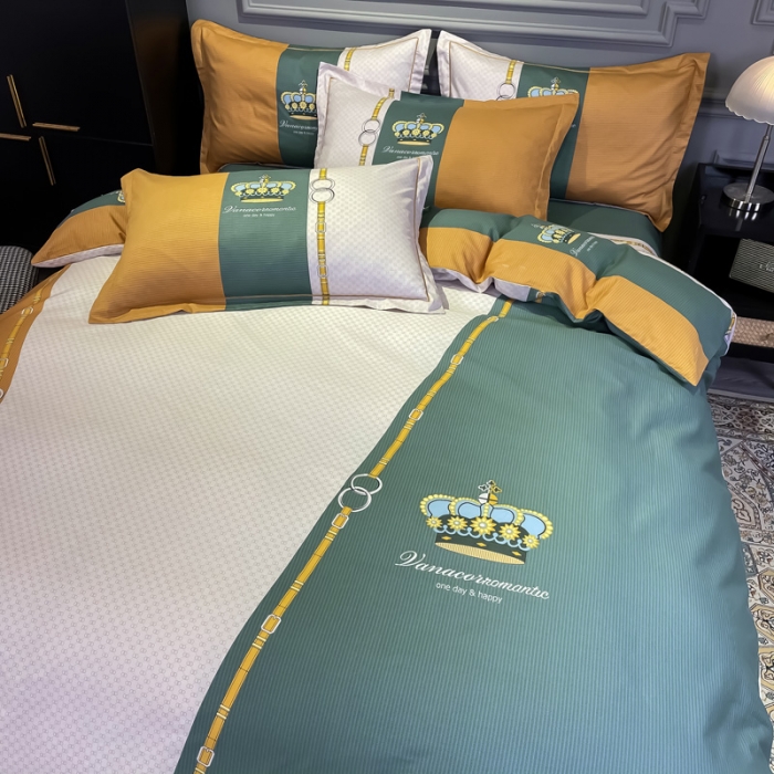 91家纺网 家纺一手货源 找家纺 金爱家 2021新款全棉13372四件套条格简约系列 布鲁斯