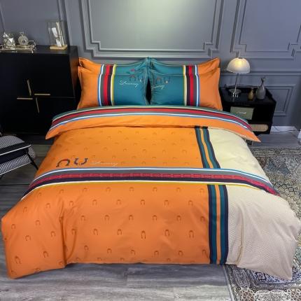 金爱家 2021新款全棉13372四件套条格简约系列 凯瑞拉