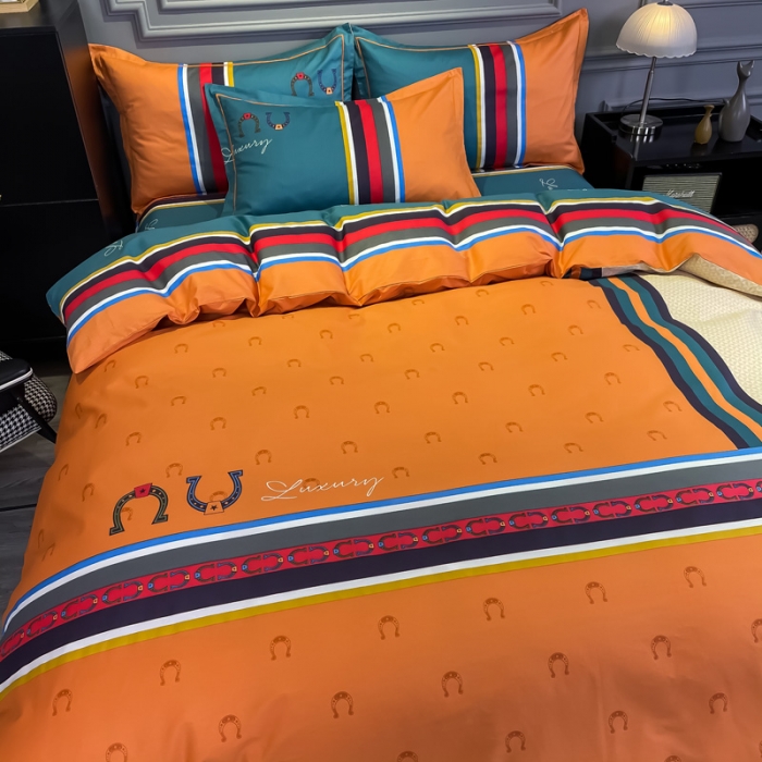 91家纺网 家纺一手货源 找家纺 金爱家 2021新款全棉13372四件套条格简约系列 凯瑞拉