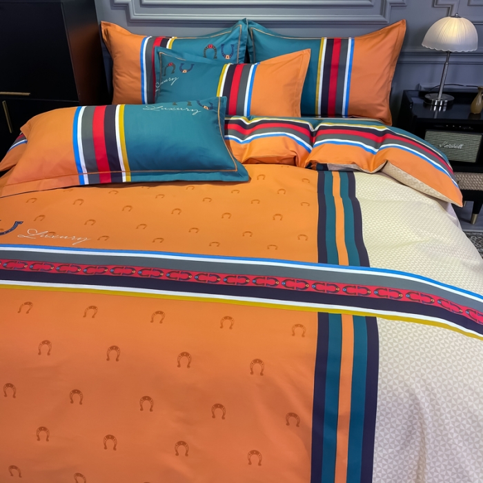 91家纺网 家纺一手货源 找家纺 金爱家 2021新款全棉13372四件套条格简约系列 凯瑞拉