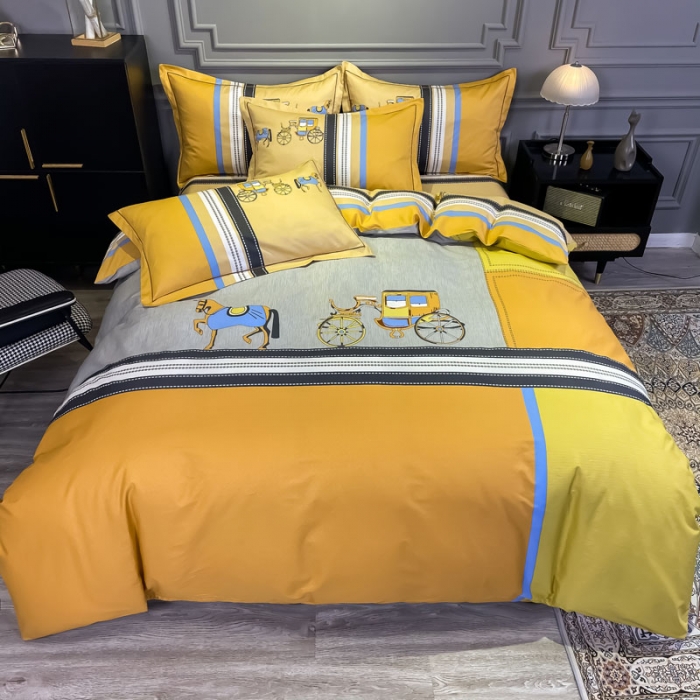 91家纺网 家纺一手货源 找家纺 金爱家 2021新款全棉13372四件套条格简约系列 温莎