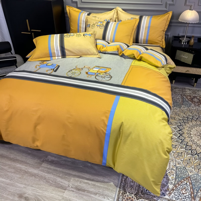 91家纺网 家纺一手货源 找家纺 金爱家 2021新款全棉13372四件套条格简约系列 温莎