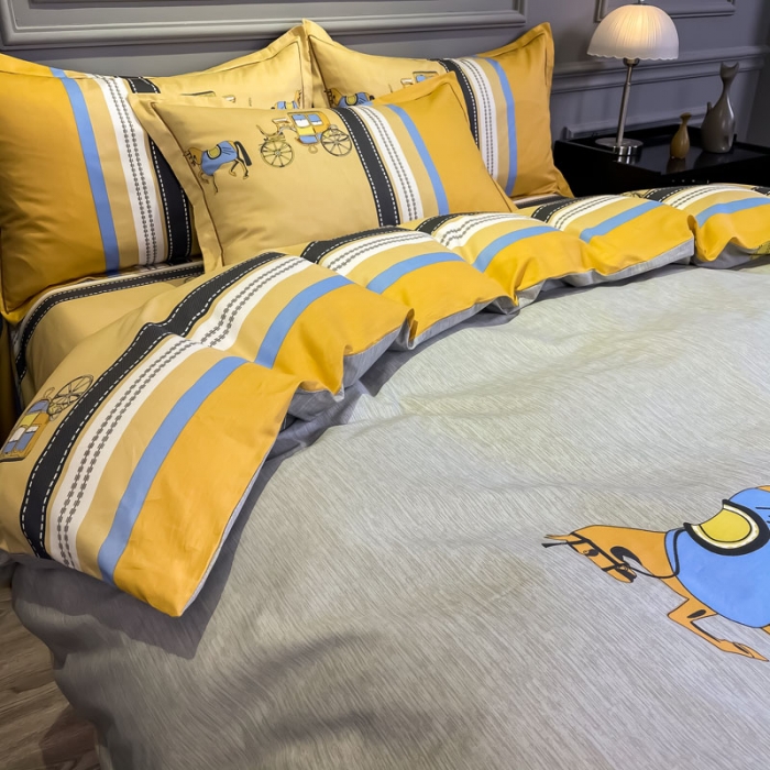 91家纺网 家纺一手货源 找家纺 金爱家 2021新款全棉13372四件套条格简约系列 温莎