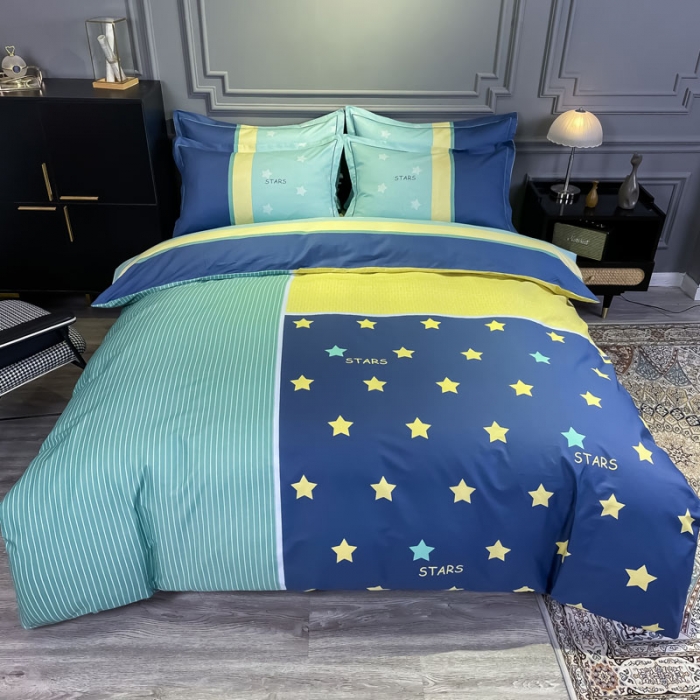 91家纺网 家纺一手货源 找家纺 金爱家 2021新款全棉13372四件套条格简约系列 西蒙