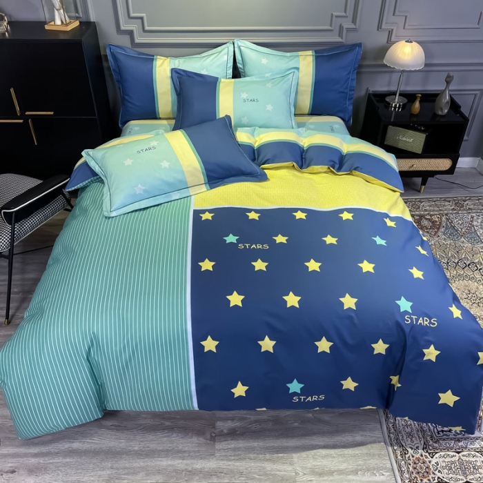 91家纺网 家纺一手货源 找家纺 金爱家 2021新款全棉13372四件套条格简约系列 西蒙