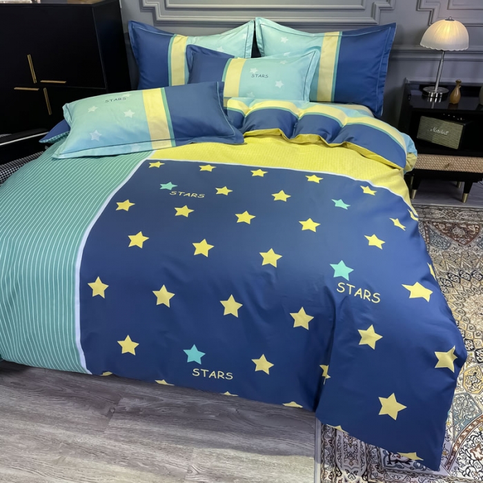 91家纺网 家纺一手货源 找家纺 金爱家 2021新款全棉13372四件套条格简约系列 西蒙