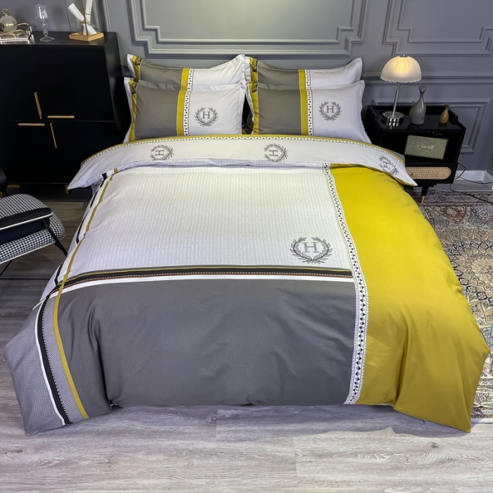 91家纺网 家纺一手货源 找家纺 金爱家 2021新款全棉13372四件套条格简约系列 波士顿