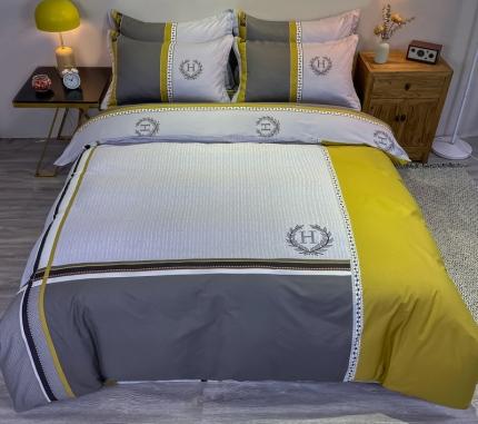 91家纺网 家纺一手货源 找家纺 （总）金爱家 2021新款全棉13372四件套条格简约系列