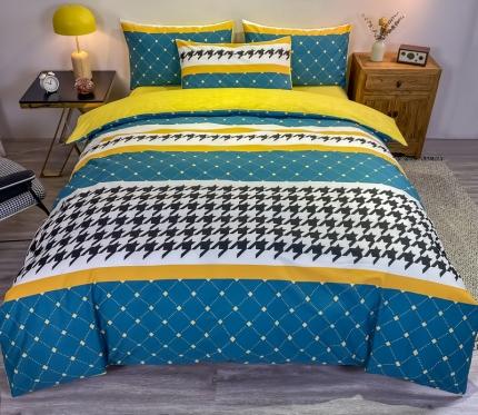 91家纺网 家纺一手货源 找家纺 （总）金爱家 2021新款全棉13372四件套条格简约系列