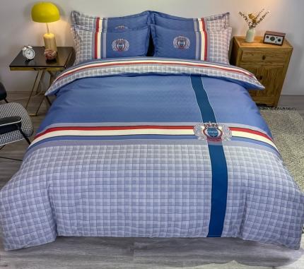 91家纺网 家纺一手货源 找家纺 （总）金爱家 2021新款全棉13372四件套条格简约系列