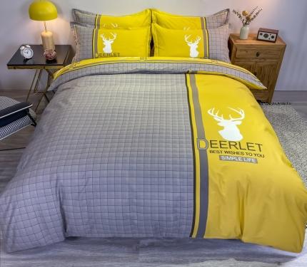 金爱家 2021新款全棉13372四件套条格简约系列 皇家风情