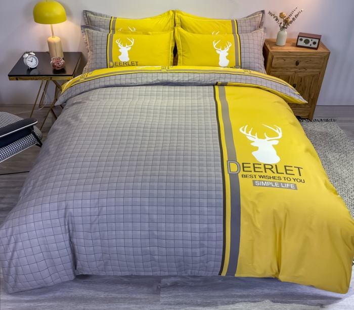 91家纺网 家纺一手货源 找家纺 金爱家 2021新款全棉13372四件套条格简约系列 皇家风情