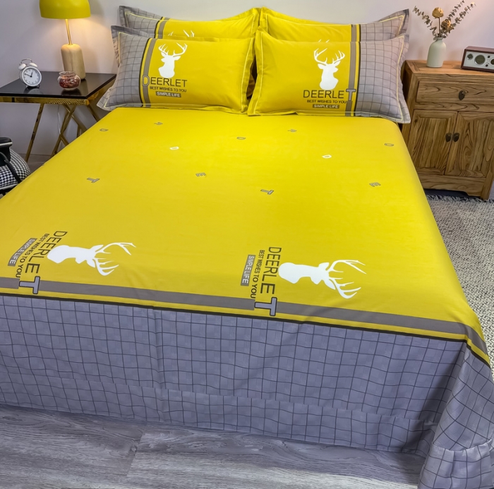 91家纺网 家纺一手货源 找家纺 金爱家 2021新款全棉13372四件套条格简约系列 皇家风情