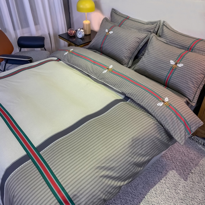 91家纺网 家纺一手货源 找家纺 金爱家 2021新款全棉13372四件套条格简约系列 极简主义