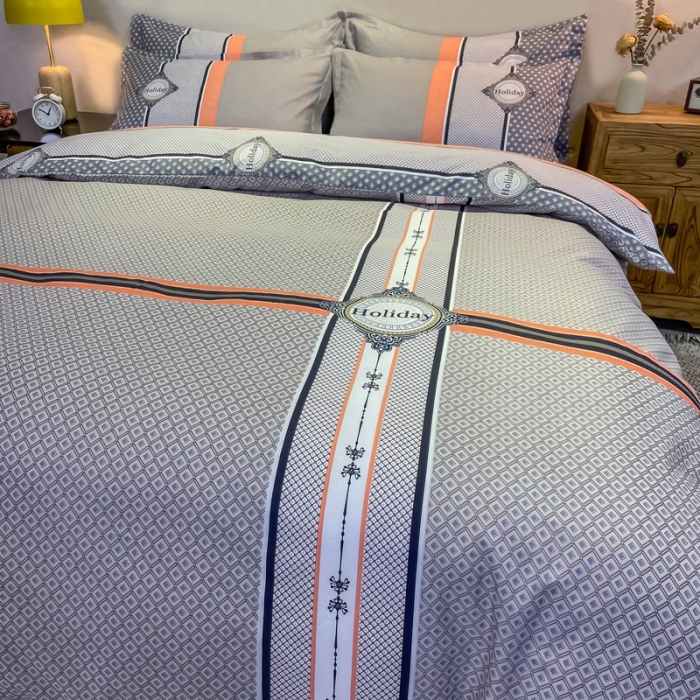 91家纺网 家纺一手货源 找家纺 金爱家 2021新款全棉13372四件套条格简约系列 卢卡斯