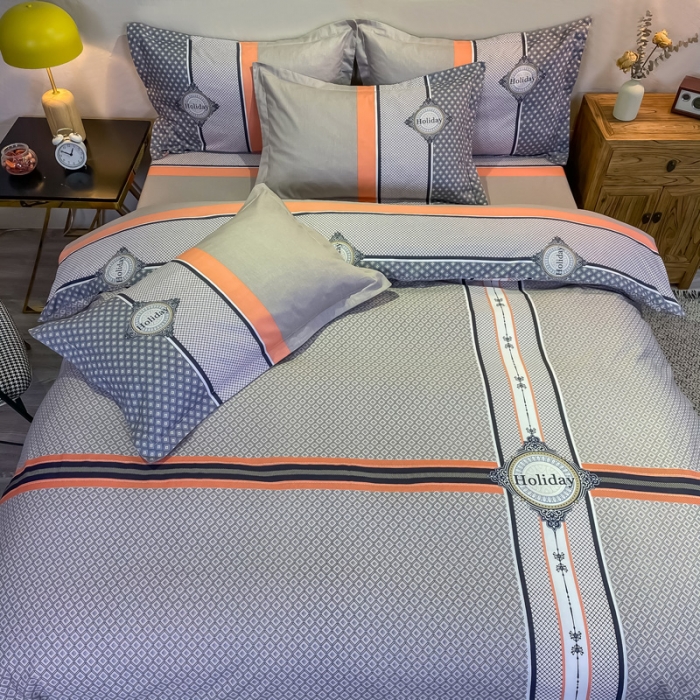 91家纺网 家纺一手货源 找家纺 金爱家 2021新款全棉13372四件套条格简约系列 卢卡斯