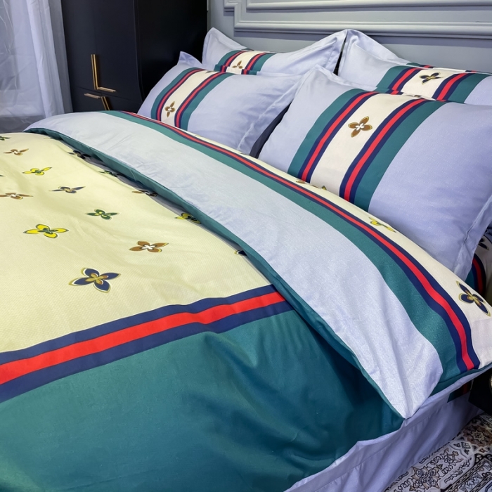 91家纺网 家纺一手货源 找家纺 金爱家 2021新款全棉13372四件套条格简约系列 迈凯伦