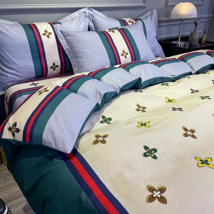 91家纺网 家纺一手货源 找家纺 金爱家 2021新款全棉13372四件套条格简约系列 迈凯伦