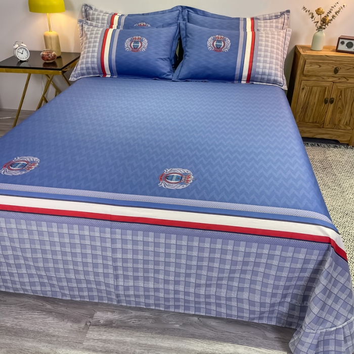 91家纺网 家纺一手货源 找家纺 金爱家 2021新款全棉13372四件套条格简约系列 圣卡罗