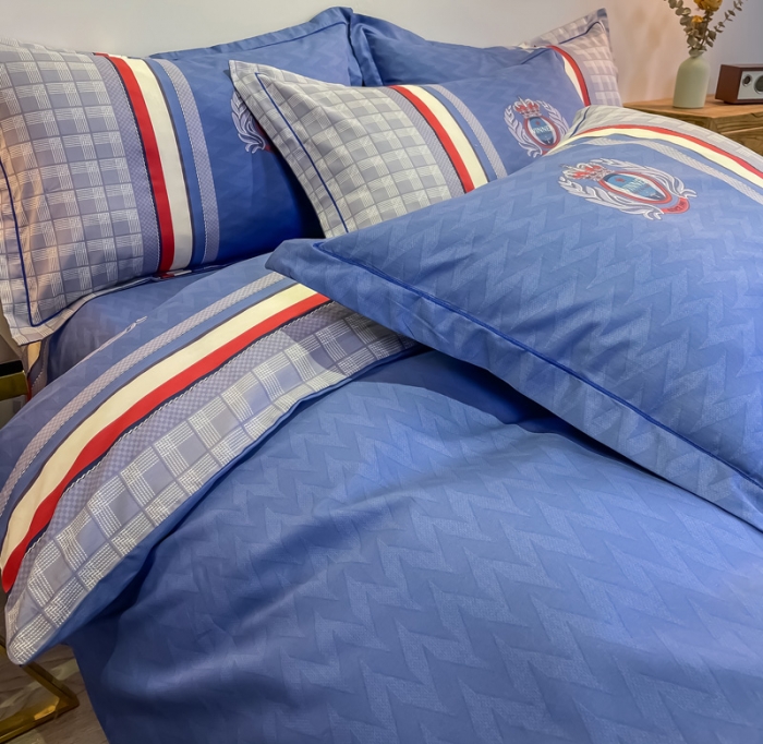 91家纺网 家纺一手货源 找家纺 金爱家 2021新款全棉13372四件套条格简约系列 圣卡罗