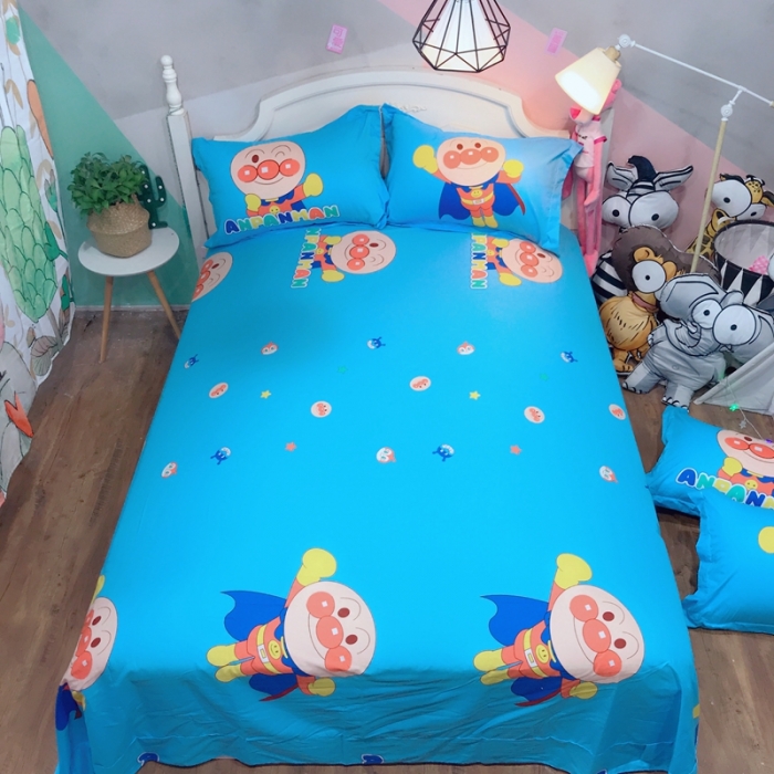 91家纺网 家纺一手货源 找家纺 金爱家 2021新款13070卡通全棉四件套 独家粉面包超人