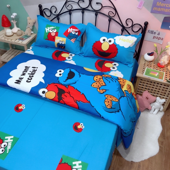 91家纺网 家纺一手货源 找家纺 金爱家 2021新款13070卡通全棉四件套 独家开心芝麻