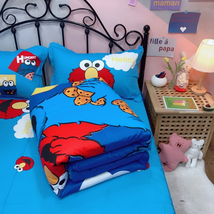 91家纺网 家纺一手货源 找家纺 金爱家 2021新款13070卡通全棉四件套 独家开心芝麻