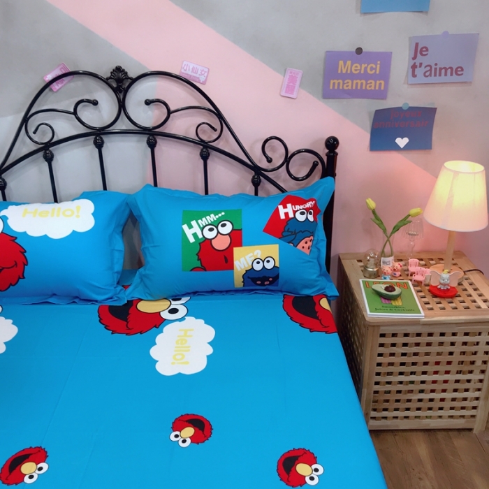 91家纺网 家纺一手货源 找家纺 金爱家 2021新款13070卡通全棉四件套 独家开心芝麻