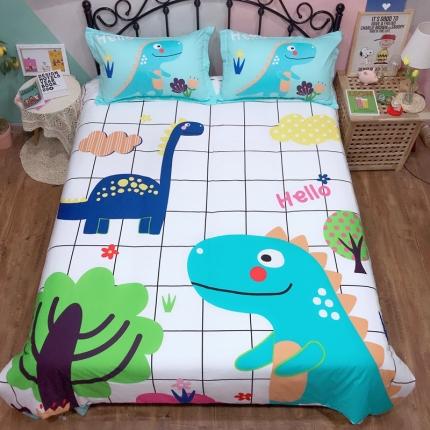 金爱家 2021新款13070卡通全棉四件套 独家恐龙森林白
