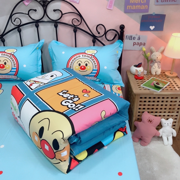 91家纺网 家纺一手货源 找家纺 金爱家 2021新款13070卡通全棉四件套 独家面包超人