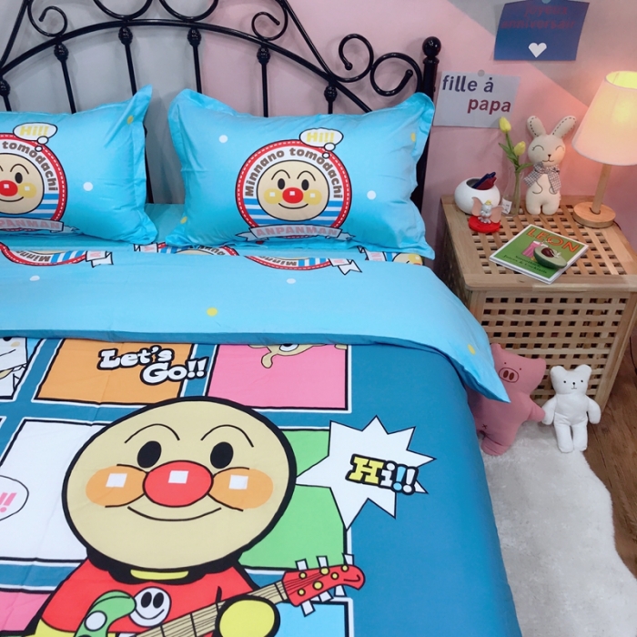 91家纺网 家纺一手货源 找家纺 金爱家 2021新款13070卡通全棉四件套 独家面包超人