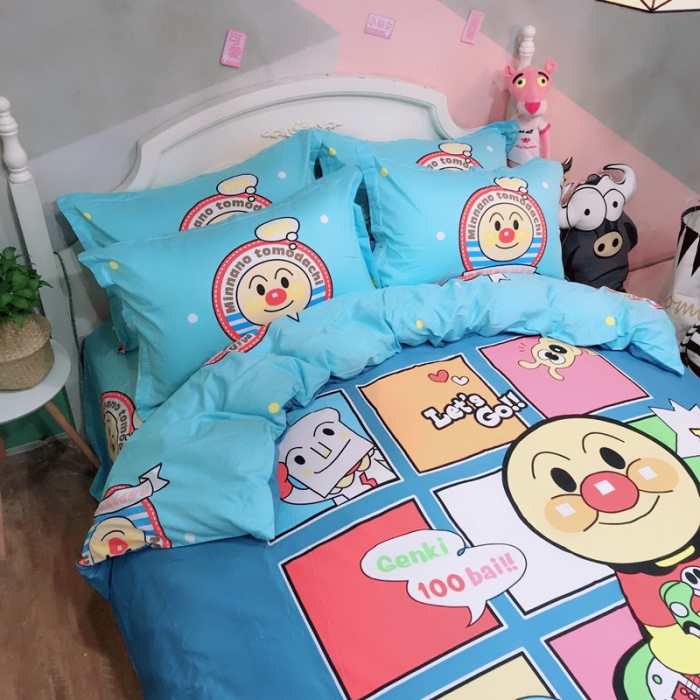 91家纺网 家纺一手货源 找家纺 金爱家 2021新款13070卡通全棉四件套 独家面包超人