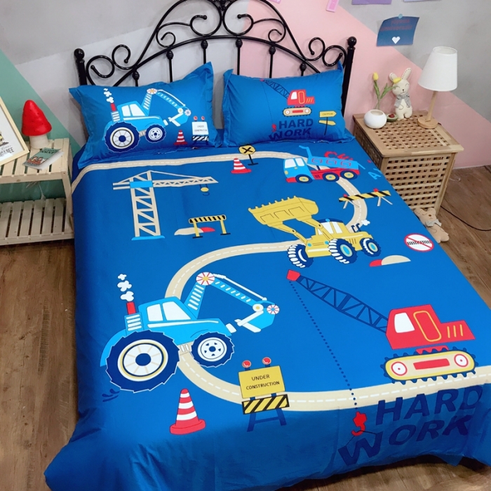 91家纺网 家纺一手货源 找家纺 金爱家 2021新款13070卡通全棉四件套 独家汽车嘟嘟