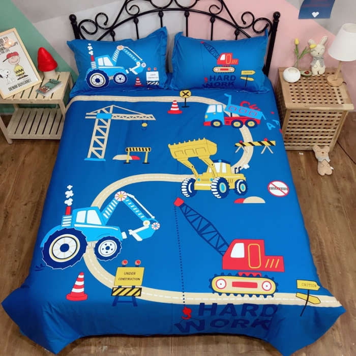 91家纺网 家纺一手货源 找家纺 金爱家 2021新款13070卡通全棉四件套 独家汽车嘟嘟