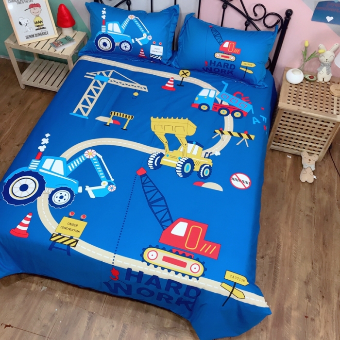 91家纺网 家纺一手货源 找家纺 金爱家 2021新款13070卡通全棉四件套 独家汽车嘟嘟