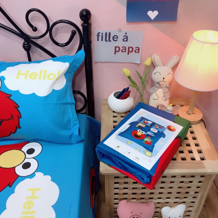 91家纺网 家纺一手货源 找家纺 金爱家 2021新款13070卡通全棉四件套 独家小毛球