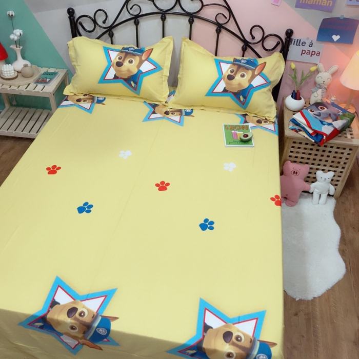 91家纺网 家纺一手货源 找家纺 金爱家 2021新款13070卡通全棉四件套 独家幸福汪汪队