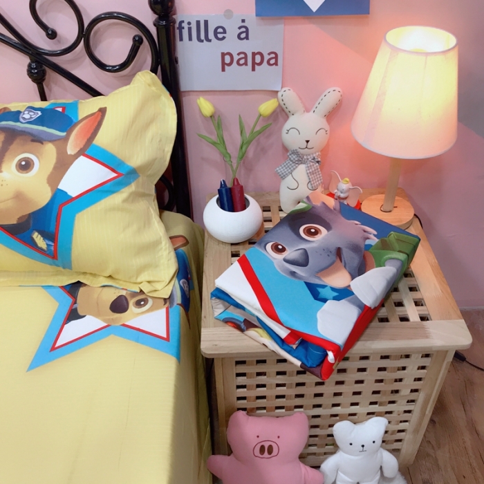 91家纺网 家纺一手货源 找家纺 金爱家 2021新款13070卡通全棉四件套 独家幸福汪汪队