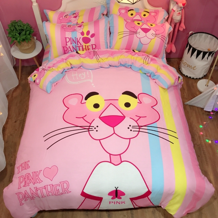 91家纺网 家纺一手货源 找家纺 金爱家 2021新款13070卡通全棉四件套 T恤豹