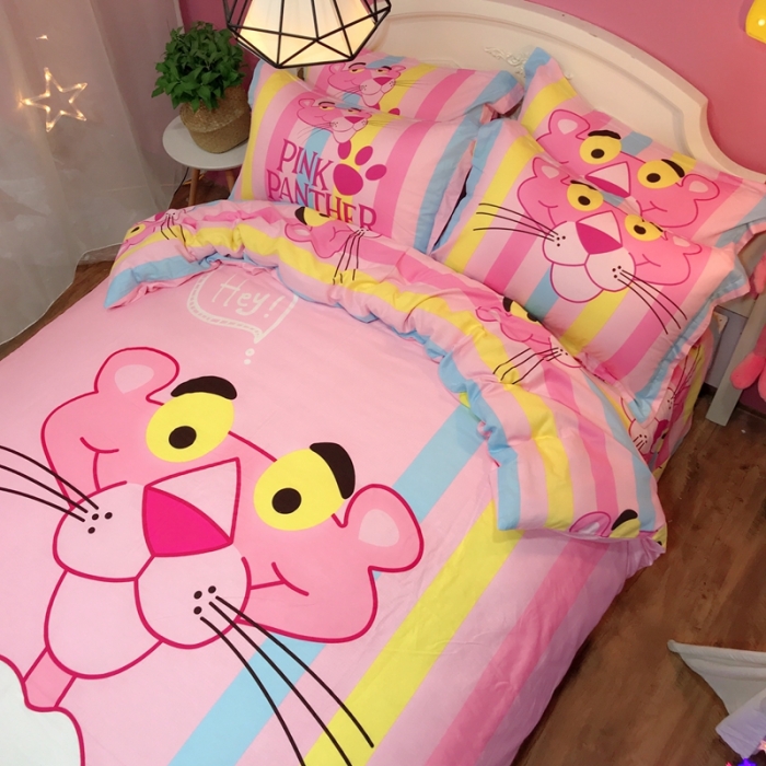 91家纺网 家纺一手货源 找家纺 金爱家 2021新款13070卡通全棉四件套 T恤豹