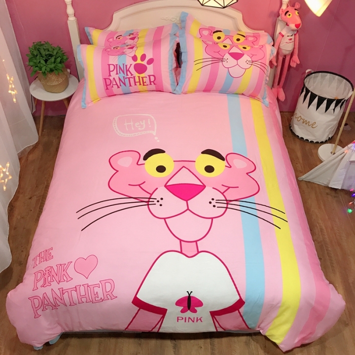 91家纺网 家纺一手货源 找家纺 金爱家 2021新款13070卡通全棉四件套 T恤豹