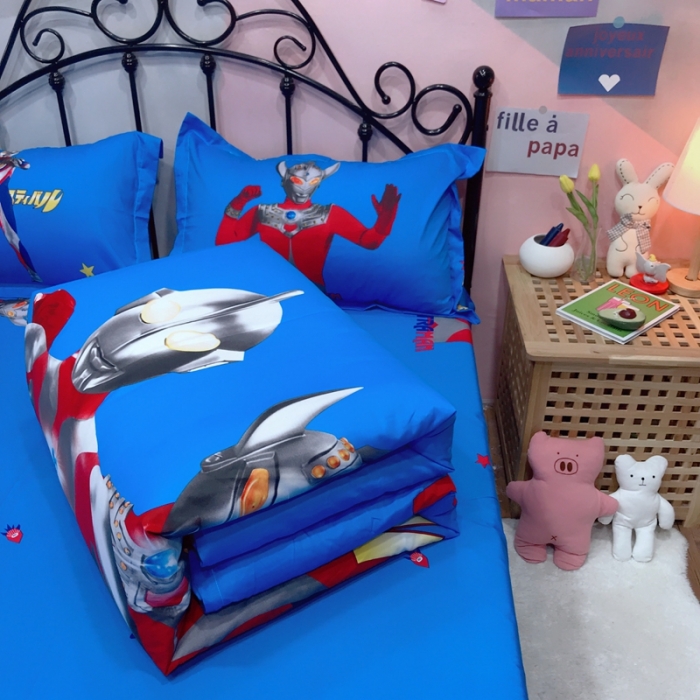 91家纺网 家纺一手货源 找家纺 金爱家 2021新款13070卡通全棉四件套 奥特曼