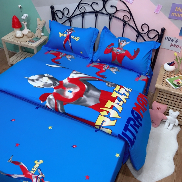 91家纺网 家纺一手货源 找家纺 金爱家 2021新款13070卡通全棉四件套 奥特曼