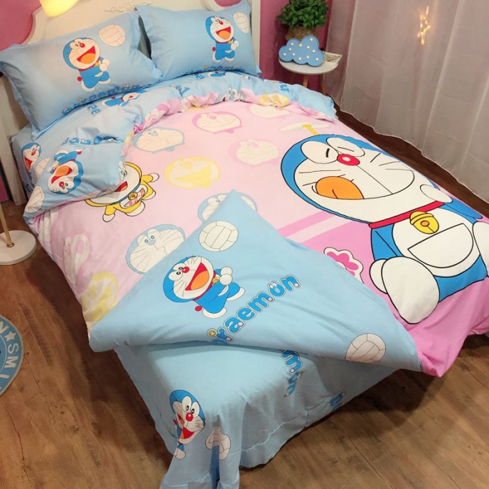 91家纺网 家纺一手货源 找家纺 金爱家 2021新款13070卡通全棉四件套 馋嘴猫