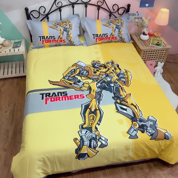 91家纺网 家纺一手货源 找家纺 金爱家 2021新款13070卡通全棉四件套 超能大黄蜂