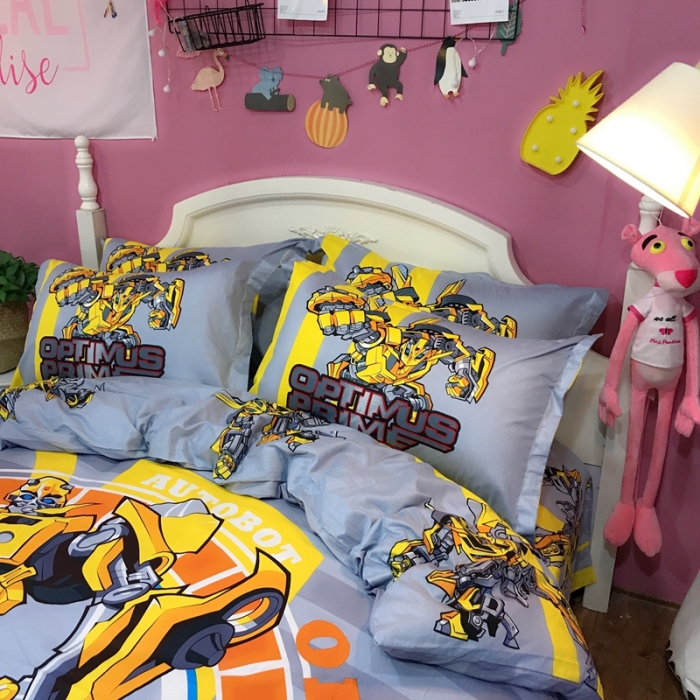 91家纺网 家纺一手货源 找家纺 金爱家 2021新款13070卡通全棉四件套 大黄蜂