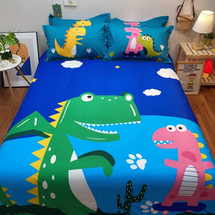 91家纺网 家纺一手货源 找家纺 金爱家 2021新款13070卡通全棉四件套 嗨皮萌宠