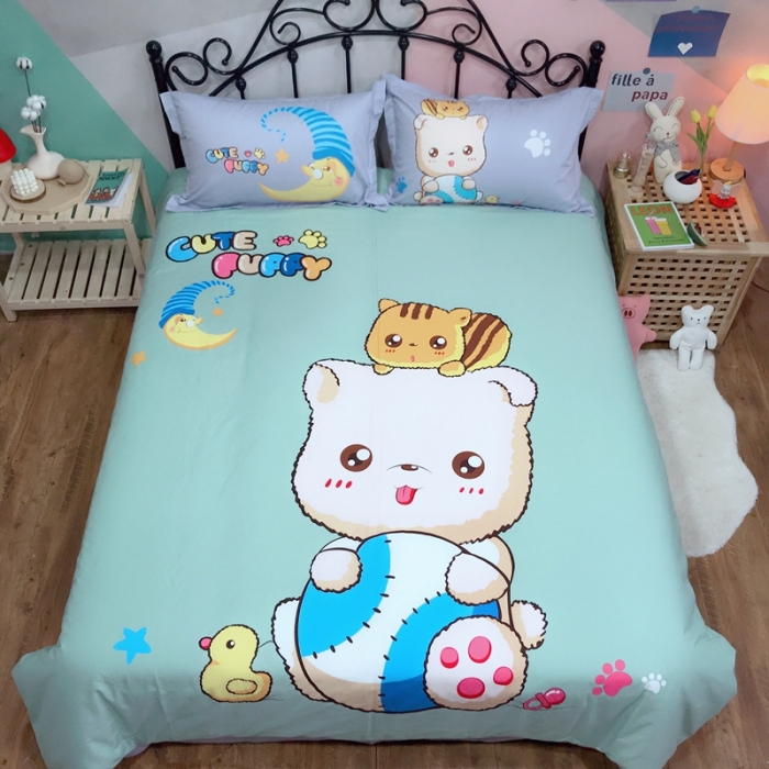 91家纺网 家纺一手货源 找家纺 金爱家 2021新款13070卡通全棉四件套 可爱熊