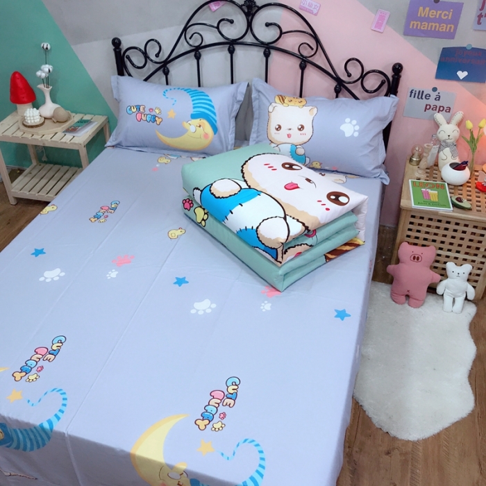 91家纺网 家纺一手货源 找家纺 金爱家 2021新款13070卡通全棉四件套 可爱熊