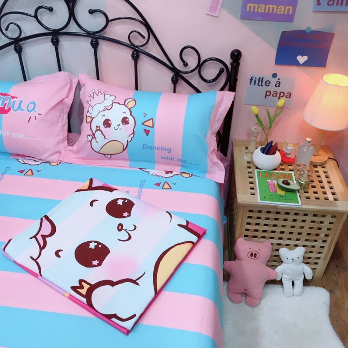 91家纺网 家纺一手货源 找家纺 金爱家 2021新款13070卡通全棉四件套 萌萌哒